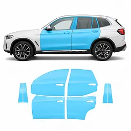 Антигравійна захисна бронеплівка за лекалами для BMW X3 G01 facelift 2021-2024 - зони дверей і стійки вікон