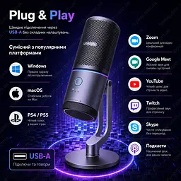 Настільний USB мікрофон UGREEN CM769 з RGB-підсвіткою та шумоподавленням - мініатюра 7