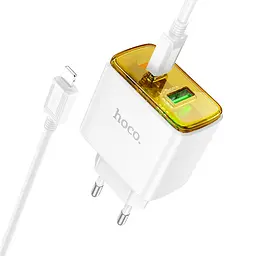 Зарядний пристрій Hoco CS42A USB/ Type-C PD 30W QC білий + кабель Type-C to Lightning