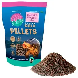 Принада в гранулах Pellets Ай Підсікай Часник/Макуха GOLD Ø3.0мм у зіп упаковці