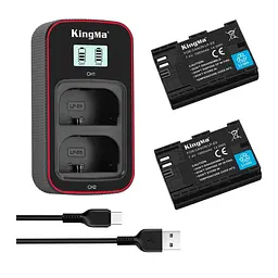 3-Pack KingMa Canon LP-E6 (2 АКБ KingMa LP-E6 та 1 ЗУ на дві батареї)