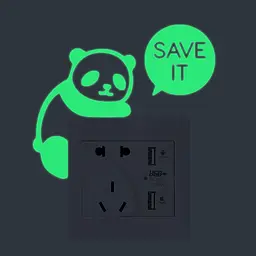 Фосфорная наклейка Панда Save it 8 на 10 см салатовый