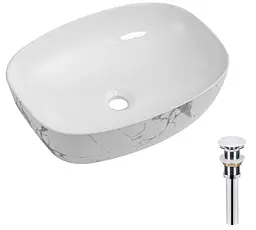 Раковина накладна Qtap Robin Marble, прямокутна, з донним клапаном QT04116302MR - мініатюра 3