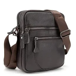Чоловіча шкіряна сумка через плече Tiding Bag M56-3646-1C коричнева