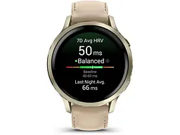 Смарт-годинник Garmin Venu 4 41 mm Lunar Gold with Light Sand Leather Band (010-03013-03) - мініатюра 3
