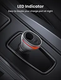 Автоадаптер подовжувач Ugreen CD204 Car Charger with Dual USB Ports Single Extension Socket 20 W (60712) - мініатюра 6