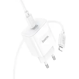 Комплект зарядного пристрою Hoco C76A Pro 1Type-C PD/QC 30W PPS Type-C to Lightning White - мініатюра 4