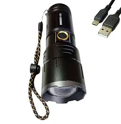 Ручний ліхтар Bailong BL-106 FM30-TG потужний LED зум USB зарядка - мініатюра 2