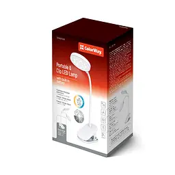 Лампа настільна ColorWay Flexible & Clip, White, 100 Лм, 24 LED, сенсорне керування, microUSB, 1800 mAh (CW-DL10FCB-W) - мініатюра 6