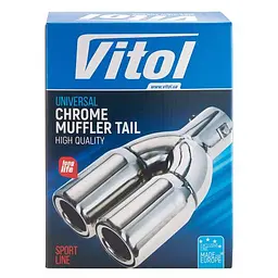 Насадка на подвійний глушник Vitol 241 x 2-89 x 64 мм Матовий Хром (НГ-1209B) - мініатюра 5