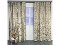 Жакардові штори золотистого кольору з вензелем на тасьмі 2шт. 150х270 ALBO pbe0052396 - мініатюра 11