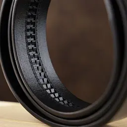 Ремінь чоловічий з матовою зернистою вставкою на пряжці 20333 Vintage чорний 105-120 см - мініатюра 5
