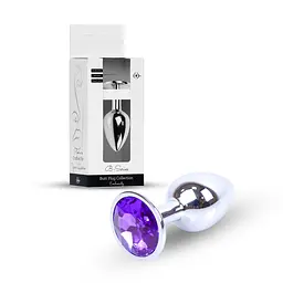 Анальна пробка B-Series Jewellery Silver Plug, 7х2.7 см, фіолетовий - мініатюра 9