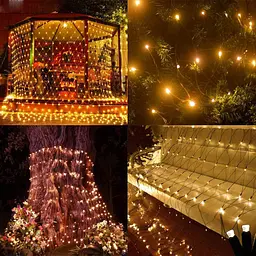 200 світлодіодних сонячних сітчастих світильників, 3M x 2M сітчасті казкові гірлянди, 8 режимів зовнішніх атмосферостійких штор - мініатюра 2
