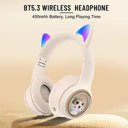 Дитячі бездротові навушники з котячими вушками Onikuma B3 з Bluetooth 5.3, RGB-підсвічуванням, мікрофоном та картою памʼяті microSD до 25 годин роботи рожевий - мініатюра 2