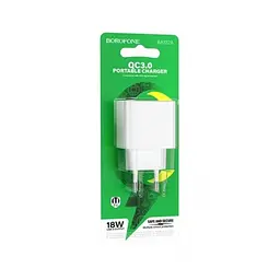 Сітчасте зарядне пристрій BOROFONE BAS12A Erudite single port 18W/QC3.0/1USB білий - мініатюра 3