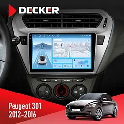 Штатна магнітола Peugeot 301 2012-2016 Black Decker D9-010 6x128, DSP, 4G, 2K Decker (НФ-00008977)
