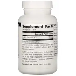Ацетил L-Карнітин Source Naturals 500 мг 120 таблеток - мініатюра 2