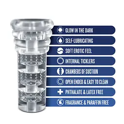 Мастурбатор Blush Rize - Luz Glow in the Dark Masturbator - Clear, всмоктування, світиться в темряві - мініатюра 2
