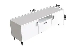 Тумба Лестер на конусних ніжках Ferrum-decor 48x139x38 Чорний метал ДСП Білий 16 мм (FRD-106807) - мініатюра 2