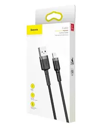 Кабель Baseus cafule Cable USB For lightning 2.4A 0.5m Gray+Black - мініатюра 2