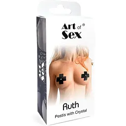 Сексуальні наклейки на груди зі стразом Art of Sex - Ruth pestis With Crystal, Чорний - мініатюра 4