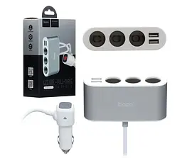 Автомобільний розгалужувач автозарядка Hoco Z13 + вольтметр та 2USB сірий - мініатюра 8