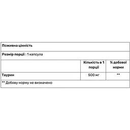 Амінокислота Л-Таурин Haya Labs Taurine 500 мг 100 капсул - мініатюра 2