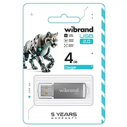 Flash Wibrand USB 2.0 Cougar 4Gb Silver - мініатюра 2