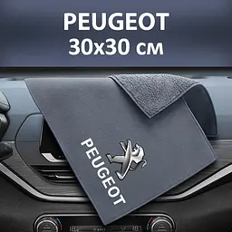 Флісовий рушник для авто з логотипом Peugeot 30х30 см