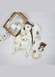 Набір для малюка: ведмедик, гризунець, слинявчик a.l.babybox Звірі індіанці в горахТедді
