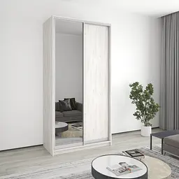 Шафа-купе дводверна MebelStar Стандарт AL ДСП/Дзеркало 120x60x240 см Аляска сірий (MBS-3773)