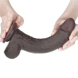 Фалоімітатор LoveToy Sliding Skin з подвійного матеріалу 23 см коричневий - мініатюра 5