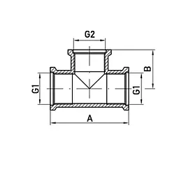 Трійник редукційний Koer 3/4"x1/2"х3/4" Ввв .T080608F.Wn (без нікелю) KR3034 - мініатюра 2