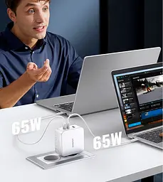 Мережевий зарядний пристрій Ugreen CD289 GaN Fast Charger 140W + Cable USB-C White [15339] [99285] - мініатюра 4