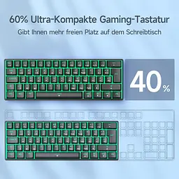 Ігрова механічна клавіатура TMKB T61SE з німецькою розкладкою QWERTZ, синій перемикач, чорний - мініатюра 2