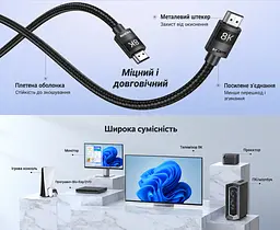 Кабель HDMI UGREEN HD150 2.1 8K 60 Гц 10 м чорний (95966) - мініатюра 5