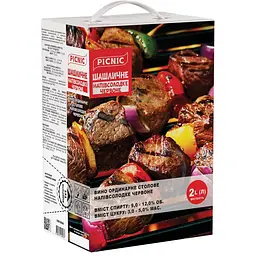 Уцінка. Вино столове Picnic Шашличне напівсолодке червоне 9-12% 2 л