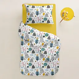 Комплект постільної білизни Cosas підлітковий ORANGE FOREST ANIMALS 155 x 215 см (AnimalsForest_Mustard_155) - мініатюра 2