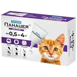Краплі для тварин Superium Panacea Протипаразитарні для котів від 0.5 до 4 кг (9134)