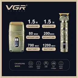 Акумуляторна машинка для стрижки волосся та шейвер VGR-649 набір чоловічий - мініатюра 5