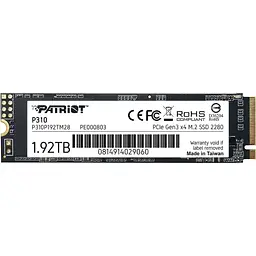 Накопичувач SSD Patriot P310 M.2 2280 NVMe PCIe 3.0 x4 3D TLC 1.92TB (P310P192TM28)