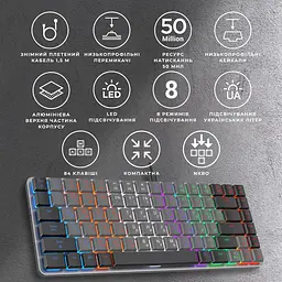 Клавіатура GamePro Red Swich Low Profile USB Dark Gray дротова (MK140R) - мініатюра 12