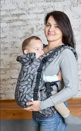Ерго рюкзак регульований від народження 0 - 18 місяців "Adapt" Coolbabka Сірий Feathers - мініатюра 4