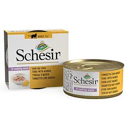 Вологий корм для котів Schesir Tuna with Mango Шезір тунець з манго в бульйоні натуральні консерви банка 75 г (613547)