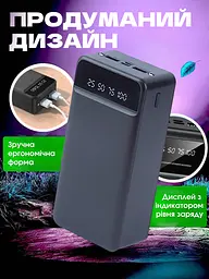 Power Bank 40000 мА-год 5V2A з LED дисплеєм, що відображає рівень заряду і ліхтариком, для швидкої зарядки смартфонів, Чорний - мініатюра 4