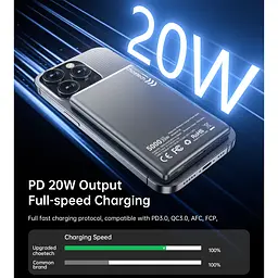 Зовнішній акумулятор Choetech Magnetic Wireless B738-BK 5000mAh 20W Black [123965] - мініатюра 5