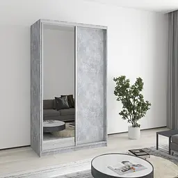 Шафа-купе дводверна MebelStar Уні AL ДСП/Дзеркало 120x60x210 см Бетон (MBS-2630)