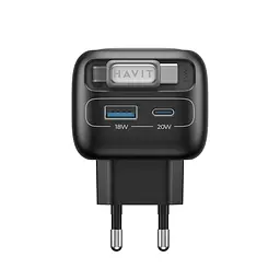 Зарядний пристрій Havit UC251 GaN 35W USB-A+USB-C + кабель USB-C (HV-UC251-BK) - мініатюра 4
