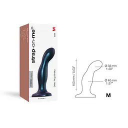 Дилдо Strap-On-Me DILDO PLUG SNAKY METALLIC BLUE, розмір M, діаметр 4 см, ввідна довжина 15,3 см - миниатюра 4